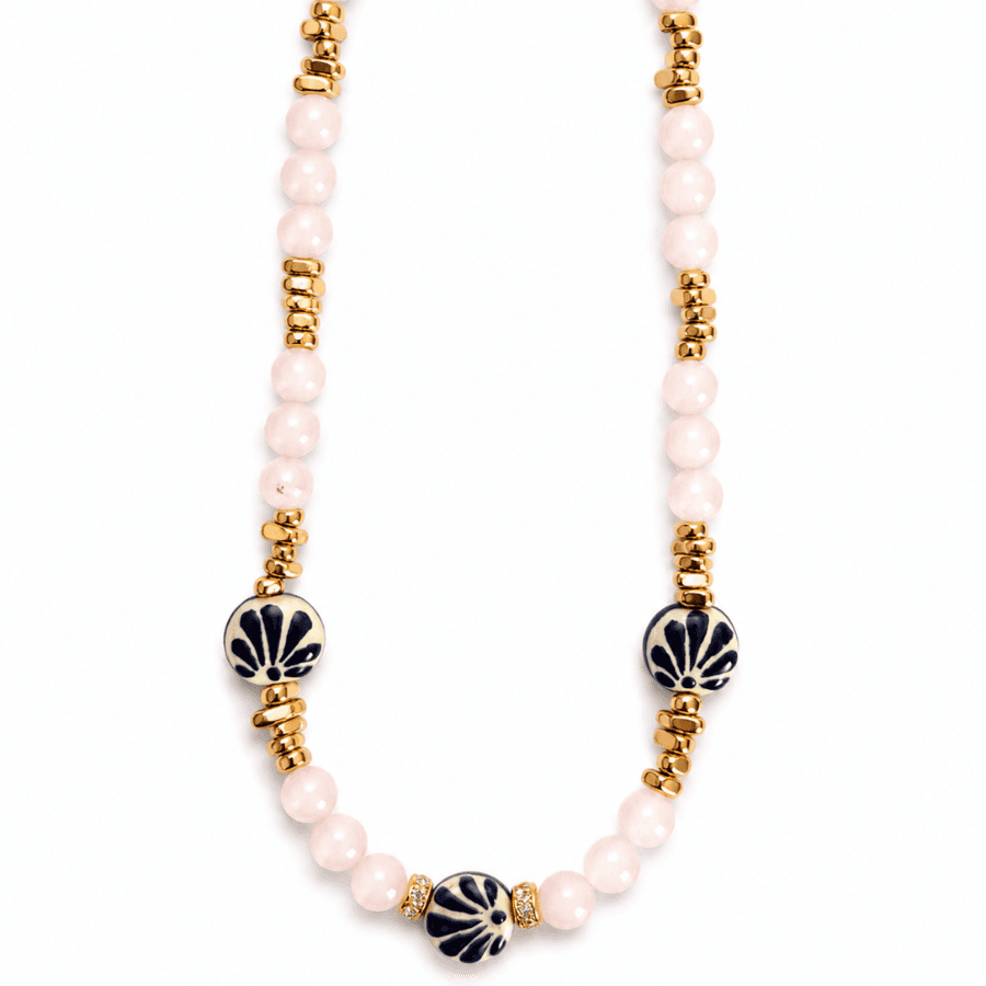 Collar Talavera y Cuarzo Rosa