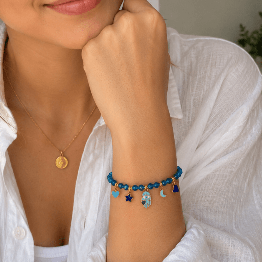 Pulsera Azul Dijes