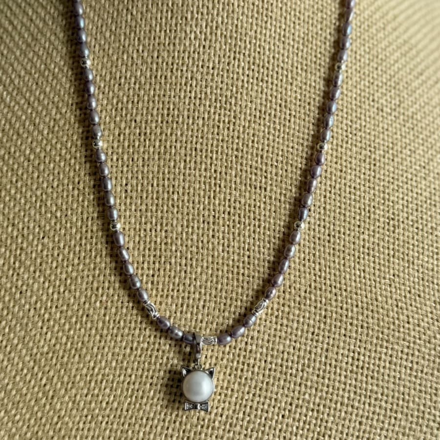 Collar Gato Lila Plata